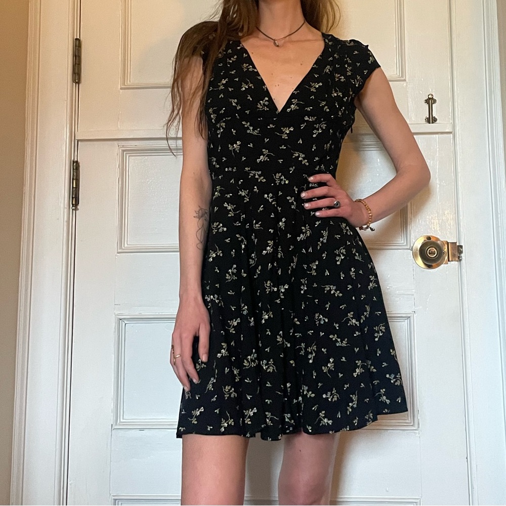 Ralph Lauren Black Floral V-Neck Dress